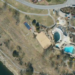 Sand Volleyball Court, MO — aerial view