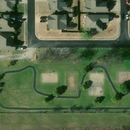 Sand Volleyball Court, OK — aerial view