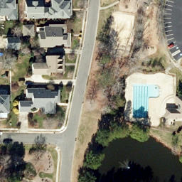Sand Volleyball Court, Governors Village, NC — aerial view