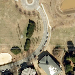 Greek village volleyball court — aerial view