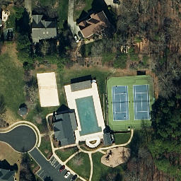 Sand Volleyball Court, Huntersville, NC — aerial view