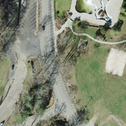 Sand Volleyball Court, Fontana Dam, NC — aerial view