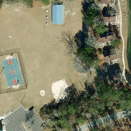 Sand Volleyball Court, Fairfield Harbour, NC — aerial view