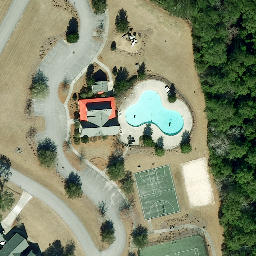 Sand Volleyball Court, Minnesott Beach, NC — aerial view