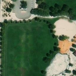 Sand Volleyball Court, Sun Village, CA — aerial view