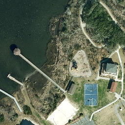 Sand Volleyball Court, North Topsail Beach, NC — aerial view