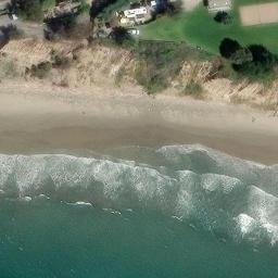 Sand Volleyball Court, Summerland, CA — aerial view