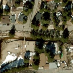 Sand Volleyball Court, Running Springs, CA — aerial view
