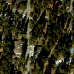 Sand Volleyball Court, Big Bear Lake, CA — aerial view