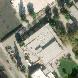 Asphalt Volleyball Court, Los Angeles, CA — aerial view