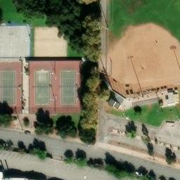 Sand Volleyball Court, Monrovia, CA — aerial view