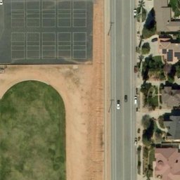 Sand Volleyball Court, Mentone, CA — aerial view