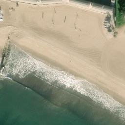 Sand Volleyball Court, Pacific Palisades, CA — aerial view
