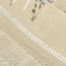 Sand Volleyball Court, Santa Monica, CA — aerial view