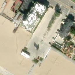 Sand Volleyball Court, Santa Monica, CA — aerial view