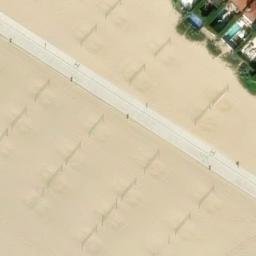 Sand Volleyball Court, Santa Monica, CA — aerial view