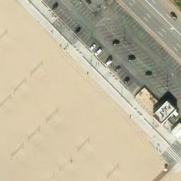 Sand Volleyball Court, Santa Monica, CA — aerial view