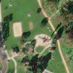 Sand Volleyball Court, Ladera Heights, CA — aerial view