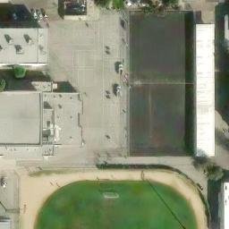 Sand Volleyball Court, Vermont Square, CA — aerial view