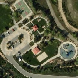 Sand Volleyball Court, Highgrove, CA — aerial view
