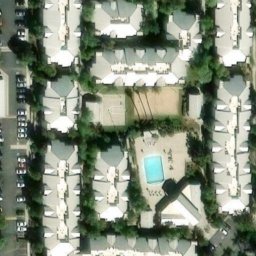 Sand Volleyball Court, Highgrove, CA — aerial view