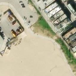 Sand Volleyball Court, Venice, CA — aerial view