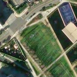 Sand Volleyball Court, Ladera Heights, CA — aerial view