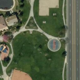 Sand Volleyball Court, Eastvale, CA — aerial view