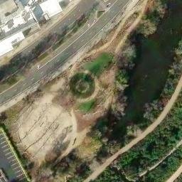 Sand Volleyball Court, Ladera Heights, CA — aerial view