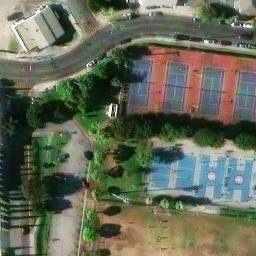 Sand Volleyball Court, Huntington Park, CA — aerial view