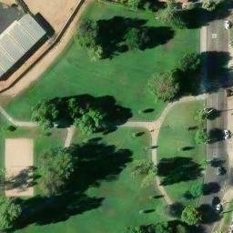 Sand Volleyball Court, Riverside, CA — aerial view