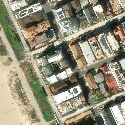 Sand Volleyball Court, Manhattan Beach, CA — aerial view