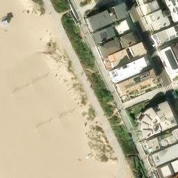 Sand Volleyball Court, Manhattan Beach, CA — aerial view