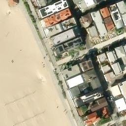 Sand Volleyball Court, Manhattan Beach, CA — aerial view