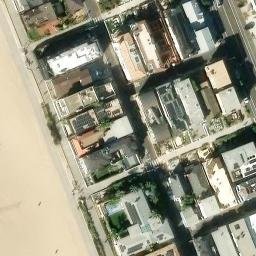 Sand Volleyball Court, Manhattan Beach, CA — aerial view