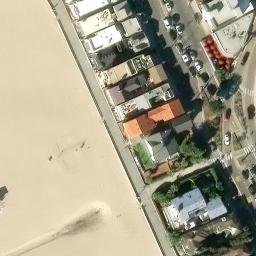 Sand Volleyball Court, Hermosa Beach, CA — aerial view