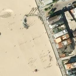 Sand Volleyball Court, Hermosa Beach, CA — aerial view