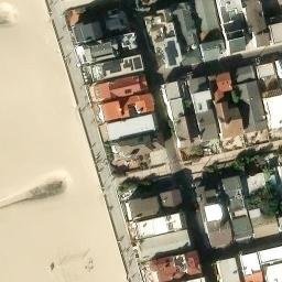 Sand Volleyball Court, Hermosa Beach, CA — aerial view