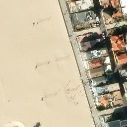 Sand Volleyball Court, Hermosa Beach, CA — aerial view