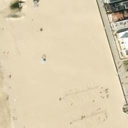 Sand Volleyball Court, Hermosa Beach, CA — aerial view