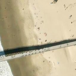 Sand Volleyball Court, Hermosa Beach, CA — aerial view