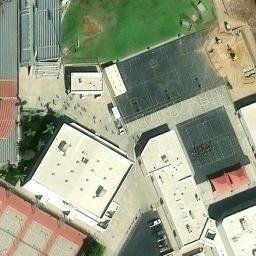 Sand Volleyball Court, March Air Force Base, CA — aerial view