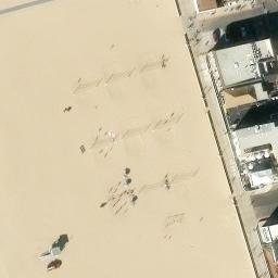 Sand Volleyball Court, Hermosa Beach, CA — aerial view