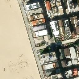 Sand Volleyball Court, Hermosa Beach, CA — aerial view