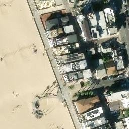 Sand Volleyball Court, Hermosa Beach, CA — aerial view