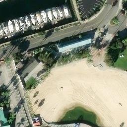 Sand Volleyball Court, Redondo Beach, CA — aerial view
