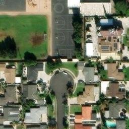 Sand Volleyball Court, Anaheim, CA — aerial view
