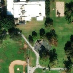 Sand Volleyball Court, Cypress, CA — aerial view