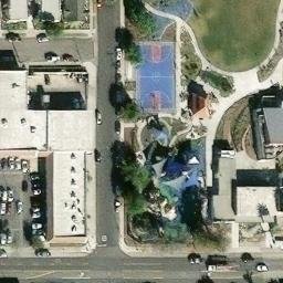 Sand Volleyball Court, Long Beach, CA — aerial view