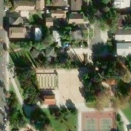 Sand Volleyball Court, Orange, CA — aerial view